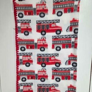 Handmade 30x26 inches Fire engine fleece blanket new